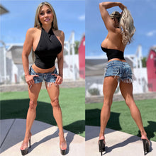 Connie's LIMITED "SIDE CLEAVAGE HALTER TOP" BLACK SILKY SHEEN Fabric Double support, for use without a Bra, Made in USA