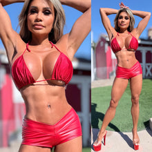 Connie's EXCLUSIVE!!! "H.A.F.  Booty Flash Shorts" Made in USA, RED LUST Rubberized Stretch Fit