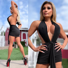 Connie's "EXPOSED SIDE AND FRONT CLEAVAGE Mini" OPEN BACK EXTREME CHEST Exposure, BLACK Stretch Fabric ... Made in USA
