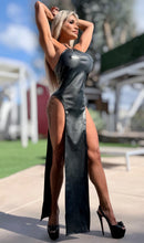 Connie's LIMITED EXCLUSIVE "DARING DOUBLE SPLIT MIDI" BLACK Stretch X-Leather, EXTREME Double Thigh Split