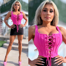 Connie's  "RICH SMASH ME BRIGHT PINK CORSET TOP"  ADJUSTABLE Lace Up Front, To Smash and Lift Perfectly,Light Flex Boning, NO Zippers
