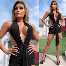 Connie's "EXPOSED SIDE AND FRONT CLEAVAGE Mini" OPEN BACK EXTREME CHEST Exposure, BLACK Stretch Fabric ... Made in USA