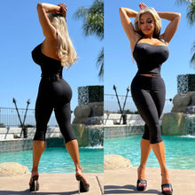 Connie's EXCLUSIVE LIMITED SET!!!  "RETRO 🖤BLACK🖤 SET"  CAPRI Leggings and RETRO HALTER TOP SET  Signature Double Fabric Construction  Made in USA