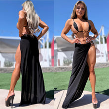 Connie's LIMITED "RICH MAXI SKIRT Resort BIKINI Cover up" GOLD HIP ACCENT, High Thigh Cut, STRETCH FIT