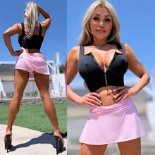 Connie's EXCLUSIVE "PLAYFUL PINK VIXEN SWING SKIRT" SUPER SHORT, Stretch Fit, With Built in Booty Shorts, Made in USA