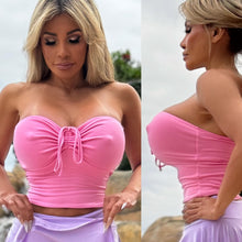 Connie's "PRINCESS VIXEN, Tie Up Cinchable Chest Tube Top" PINK SIGNATURE STRETCH Double fabric Support ... Made in the USA