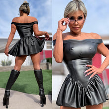 Connie's LIMITED EXCLUSIVE 😈NAUGHTY NAUGHTY RUBBER CLUB MINI😈 BLACK FULL STRETCH RUBBER FABRIC, Built in Booty Shorts, Made in the USA