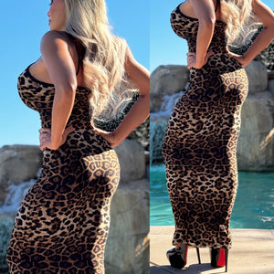 **LIMITED** Connie's... "PEEP BOOB 😈 LEOPARD MESH MAXI 💋" Stretch LEOPARD Mesh With STRETCH Black Lining