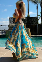 Connie's "Baroque Gold Leaf *Silk* High Low Maxi" RICH BoHo Style, With Hand Sewn Crystal Accents