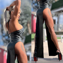 Connie's LIMITED EXCLUSIVE "DARING DOUBLE SPLIT MIDI" BLACK Stretch X-Leather, EXTREME Double Thigh Split