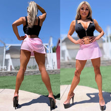 Connie's EXCLUSIVE "PLAYFUL PINK VIXEN SWING SKIRT" SUPER SHORT, Stretch Fit, With Built in Booty Shorts, Made in USA