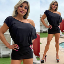 Connie's LIMITED "Semi Sheer BLACK SPARKLE ✨✨ MINI" RICH OFF SHOULDER, Full Stretch Fabric, Adjustable Length 🍸🍸🍸