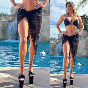 Connie's Rich Stretch BLACK LACE "Resort Bikini Cover up" See thru Black lace that demands attention...   Made in Colombia