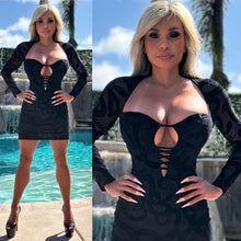 Connie's "LUX BLACK SERPENT 🐍 Mesh BURNOUT Mini Dress" BLACK Full Stretch Fit mesh, With Snake BurnOut, NO Wires or Cups