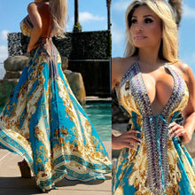 Connie's "Baroque Gold Leaf *Silk* High Low Maxi" RICH BoHo Style, With Hand Sewn Crystal Accents