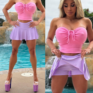 Connie's "PRINCESS VIXEN, Tie Up Cinchable Chest Tube Top" PINK SIGNATURE STRETCH Double fabric Support ... Made in the USA