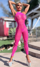 Connie's  "RHINESTONE ACCENT VIP 🥂CLUB Jumpsuit 🍸"  PINK DIAMONDS 🥂 Semi See Thru Fishnet, FULL STRETCH SPANDEX