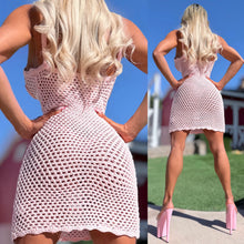 Connie's EXCLUSIVE $ RICH "PINK KITTY CROCHET MINI DRESS" Unlined, adjustable shoulder Straps, Soft feel and Stretch