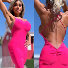 Connie's "Sophisticated 💋 VIP NEON PINK LOW BACK MIDI" With Super Stretch Fit and Double fabric Support