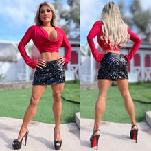 Connie's EXCLUSIVE "LOW RISE WAIST MODERN SEQUIN MINI SKIRT" BLACK Multi sized Sequin, Lined and Stretch Fit, Zip Closure