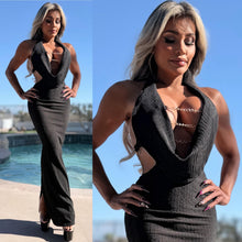 Connie's LIMITED EXCLUSIVE "BLACK CHAMPAGNE SPARKLE  🍾🥂 MAXI" GOLD CHAIN CHEST Accent, Deep Plunge, SOFT Stretch Fit, Made in USA