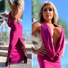 Connie's LIMITED EXCLUSIVE "RICH & DARING CELEBRATION MAXI 🍾🥂" RICH Magenta DEEP DEEP CHEST COWL Plunge, LINED, Not for the SHY