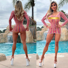 Connie's "ISLAND VACATION CHAMPAGNE ROOM Mini" MULTI Color Extreme Stretch See Thru MESH Lingerie Mini Dress