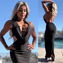Connie's LIMITED EXCLUSIVE "BLACK CHAMPAGNE SPARKLE  🍾🥂 MAXI" GOLD CHAIN CHEST Accent, Deep Plunge, SOFT Stretch Fit, Made in USA