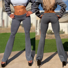 Connie's  LIMITED "LOW RISE CHARCOAL GRAY FOLD OVER BOOT FLAIR LEGGINGS" with an adjustabe Fold Over Waist, MADE in USA
