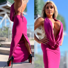 Connie's LIMITED EXCLUSIVE "RICH & DARING CELEBRATION MAXI 🍾🥂" RICH Magenta DEEP DEEP CHEST COWL Plunge, LINED, Not for the SHY