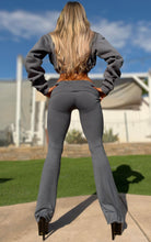 Connie's  LIMITED "LOW RISE CHARCOAL GRAY FOLD OVER BOOT FLAIR LEGGINGS" with an adjustabe Fold Over Waist, MADE in USA