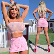 Connie's EXCLUSIVE "Untouchable PINK RHINESTONE BAD Girl" Super Stretchy Tube Top adorned with Rhinestones