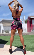 Connie's LIMITED "RICH and SULTRY BLACK LACE ROSE MESH Mini" Full Stretch Fit, Deep Plunge, adjustable Back and Halter Tie
