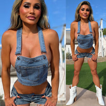 Connie's LIMITED CUSTOM EXCLUSIVE "VINTAGE OVERALLS BLUE Denim TANK TOP" CUSTOM Tailoring, Adjustabe Shoulder straps, Pull Over Stretch fit