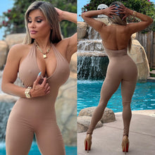 Connie's "EXCLUSIVE" VIP 🥂, 🔥AF, Saint-Tropez Tan 🌴🤎🌴 Backless Halter Jumpsuit ...🥂😈😈😈 ...MADE in the USA😘