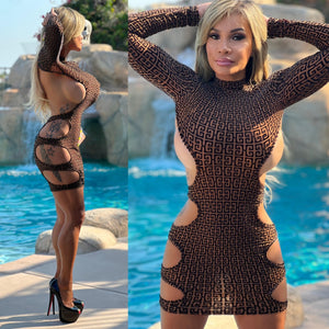 **LIMITED** Connie's...Top Shelf🍸 "SCANDALOUS Vegas Vixen Mini" With See 👀 thru FENDI BROWN 🤎😈🤎 Mesh 🥂" MADE IN THE USA 😘