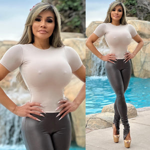 Connie's TOP SHELF "BAD 🐩 2023 Cappuccino Top...🥂" 🤫 Double fabric lining & Perfect Fit SPANDEX 🥰 Made in the USA😘