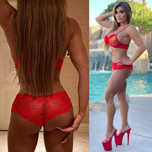 Connie's VIP 🥂 Champagne RooM, Island Girl RED LipS 💋, Lace lingerie Set Lace Bra & Boy Shorts