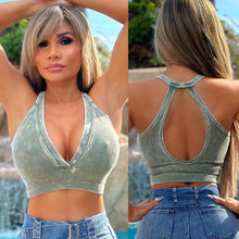 Connie's "BAD 🐩, VINTAGE DISTRESSED CAMO Ribbed Button Down Crop Tank Top " With SUPER STRETCH FIT ... 💋💋💋