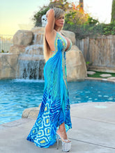 ***LIMITED*** Connie's LUX 🌴 Island BoHo Style, Blue Hawaiian 🍹 Cocktail *Silk* High Low Maxi" With Hand Sewn 💎 Crystal Accents ...💯😘