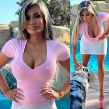 Connie's TOP SHELF "BAD 🐩, BAD 🐩 PINK 💗💗💗 DEEP V-NECK Top...🥂" 🤫 Double fabric lining & Perfect Fit SPANDEX 🥰 Made in the USA😘